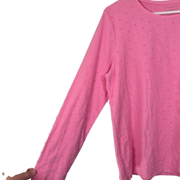 NWOT Talbots Womens Long Sleeve Crewneck Tee Textured Dot Bubblegum Pink Size - Picture 9 of 9